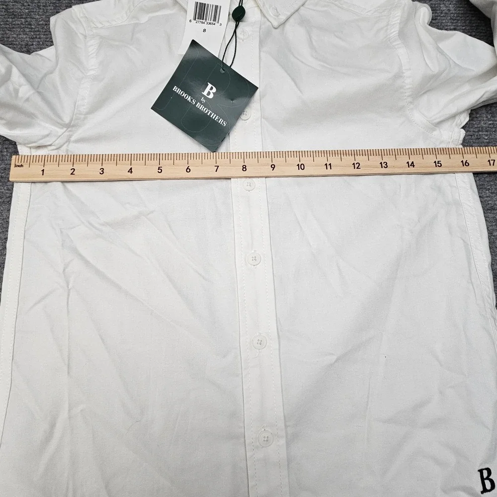 B Brooks Brothers Boys Shirt Long‎ Sleeve Oxford Button Down Formal White 8Y